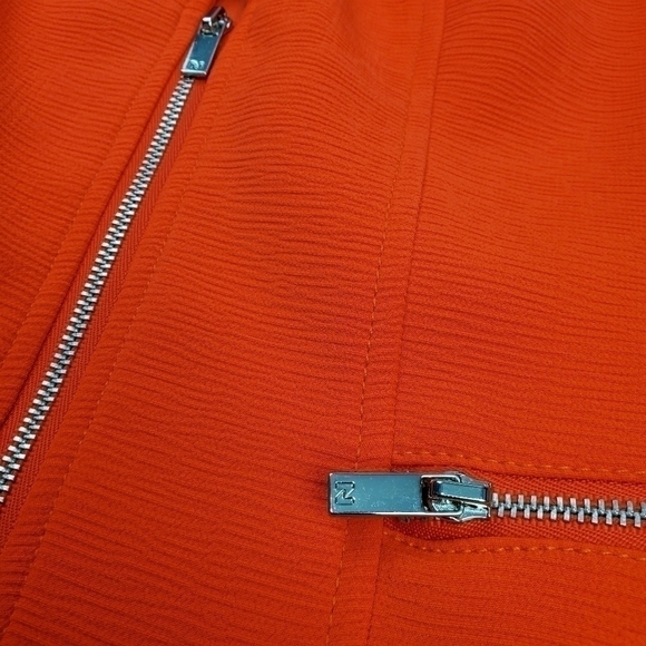 Peter Nygard Fire Red Orange Silver Zipper Coat 6 - Picture 8 of 13